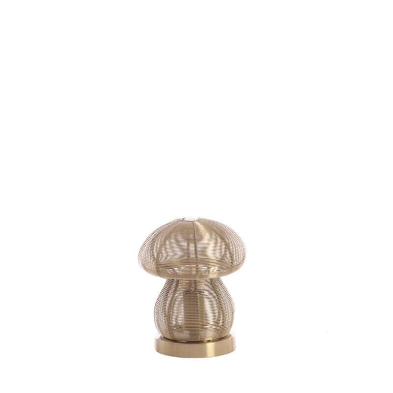 Mini lámpara de mesa tipo seta en dorado Light & Living Mushroom - H. 18,5 cm