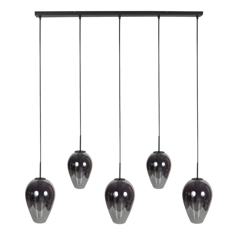 Lámpara colgante negra con esferas de vidrio ahumado Mexlite HaloSwap