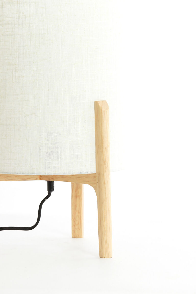 Lámpara de madera con pantalla de tela beige Light & Living Litto – H. 44 cm - Imagen 6