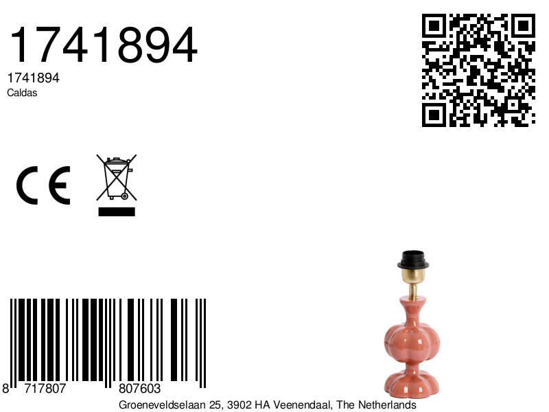 Lámpara de mesa pequeña rosa brillante Light & Living Caldas - Imagen 5