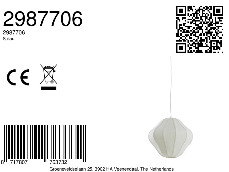 Lámpara colgante ovalada de tela beige Light & Living Sukau - Imagen 7