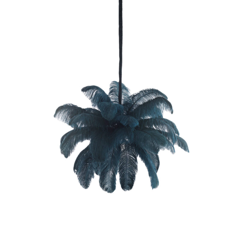 Lámpara colgante azul oscuro con plumas Light & Living Feather – An. 80 cm