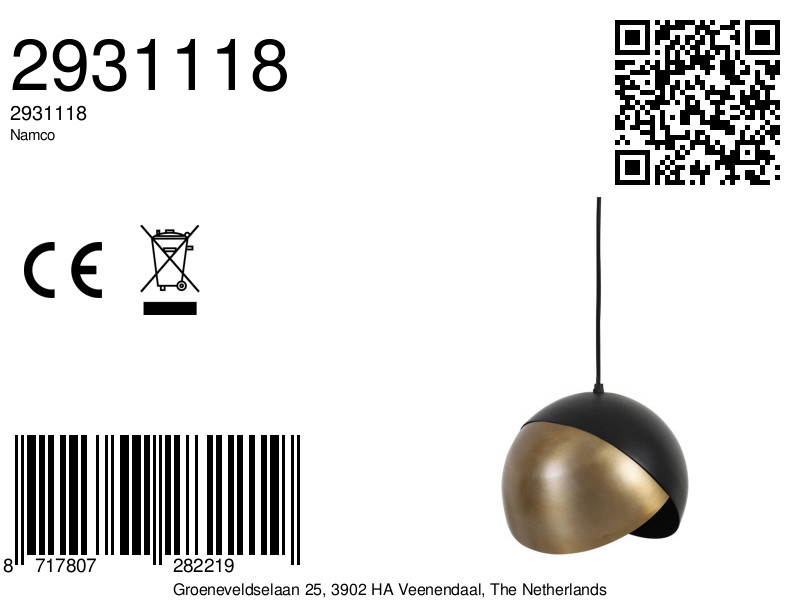 Suspensión moderna en negro y dorado de líneas limpias Light & Living Namco - Imagen 6