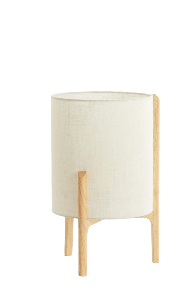 Lámpara de madera con pantalla de tela beige Light & Living Litto – H. 44 cm - Imagen 3