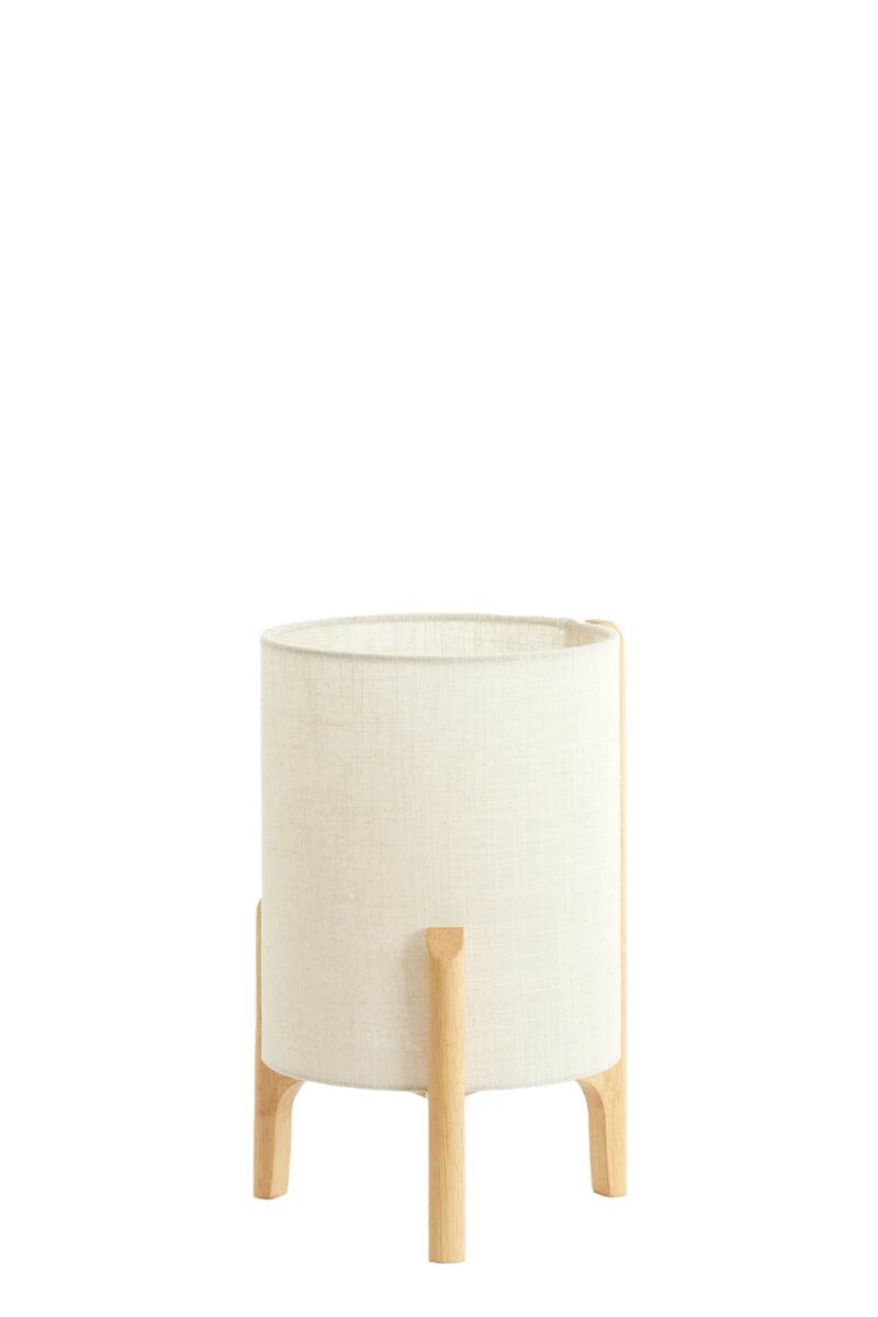 Lámpara de mesa redonda color crema con base de madera Light & Living Litto – H. 33 cm - Imagen 2