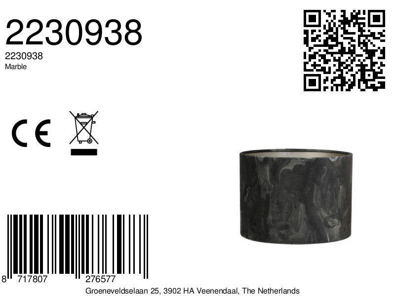 Pantalla de lámpara de mármol negro cilindro Light & Living Marble - Imagen 6