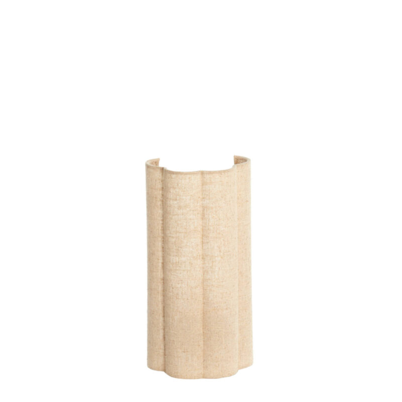 Pantalla de tela beige con ondas Light & Living Fringe – H. 30,5 cm