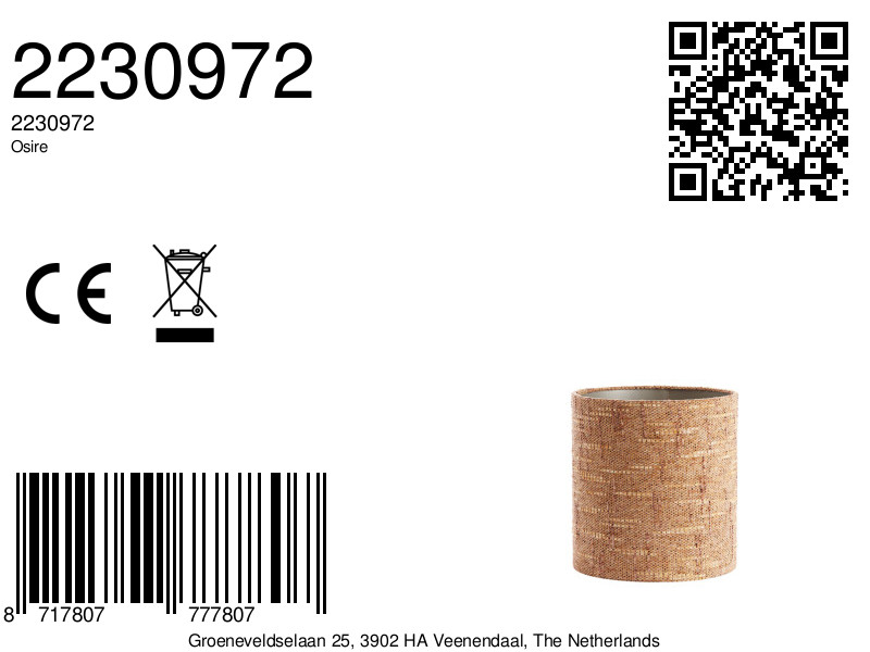 Pantalla de lámpara cilíndrica de tela marrón Light & Living Osire - Imagen 7