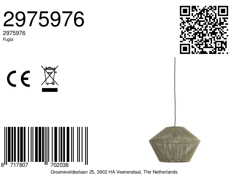 Lámpara tejida en verde con forma natural Light & Living Fugia - Imagen 2