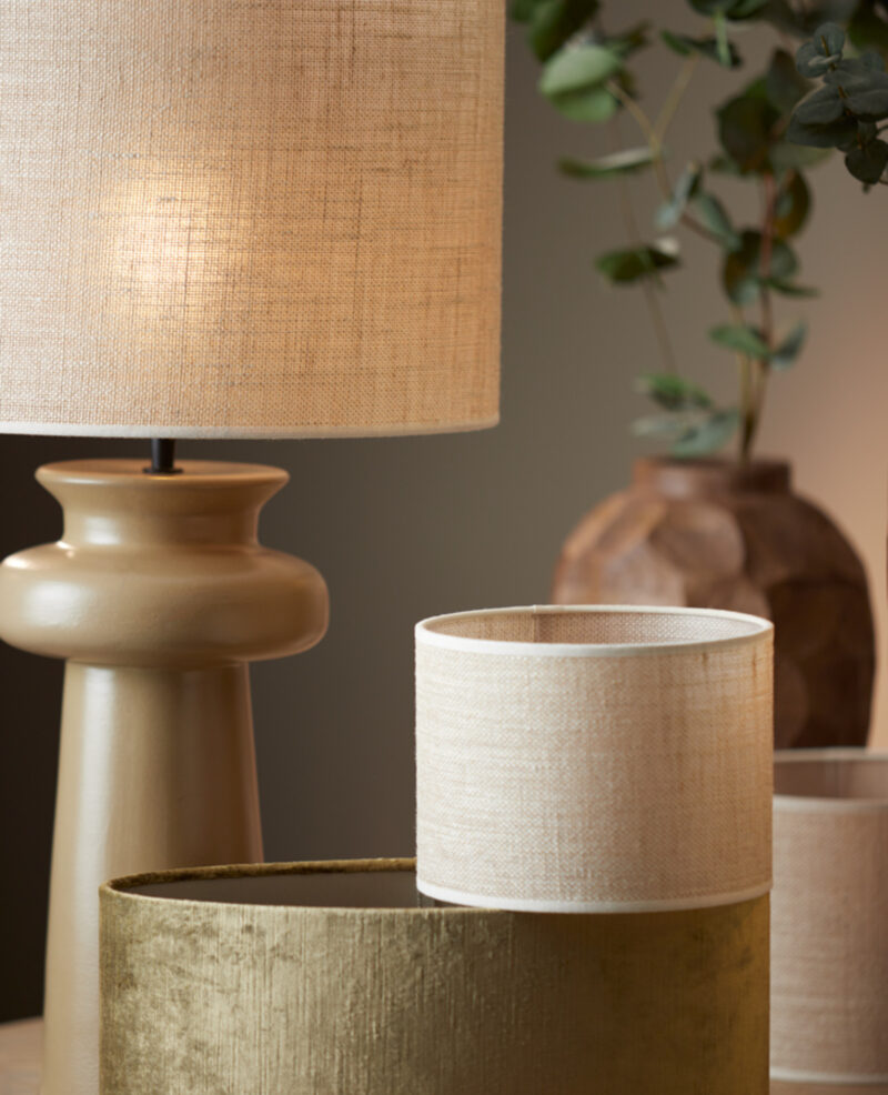 Pantalla de lámpara en forma de cilindro de tela beige Light & Living Sendai - Ø 20 cm - Imagen 5
