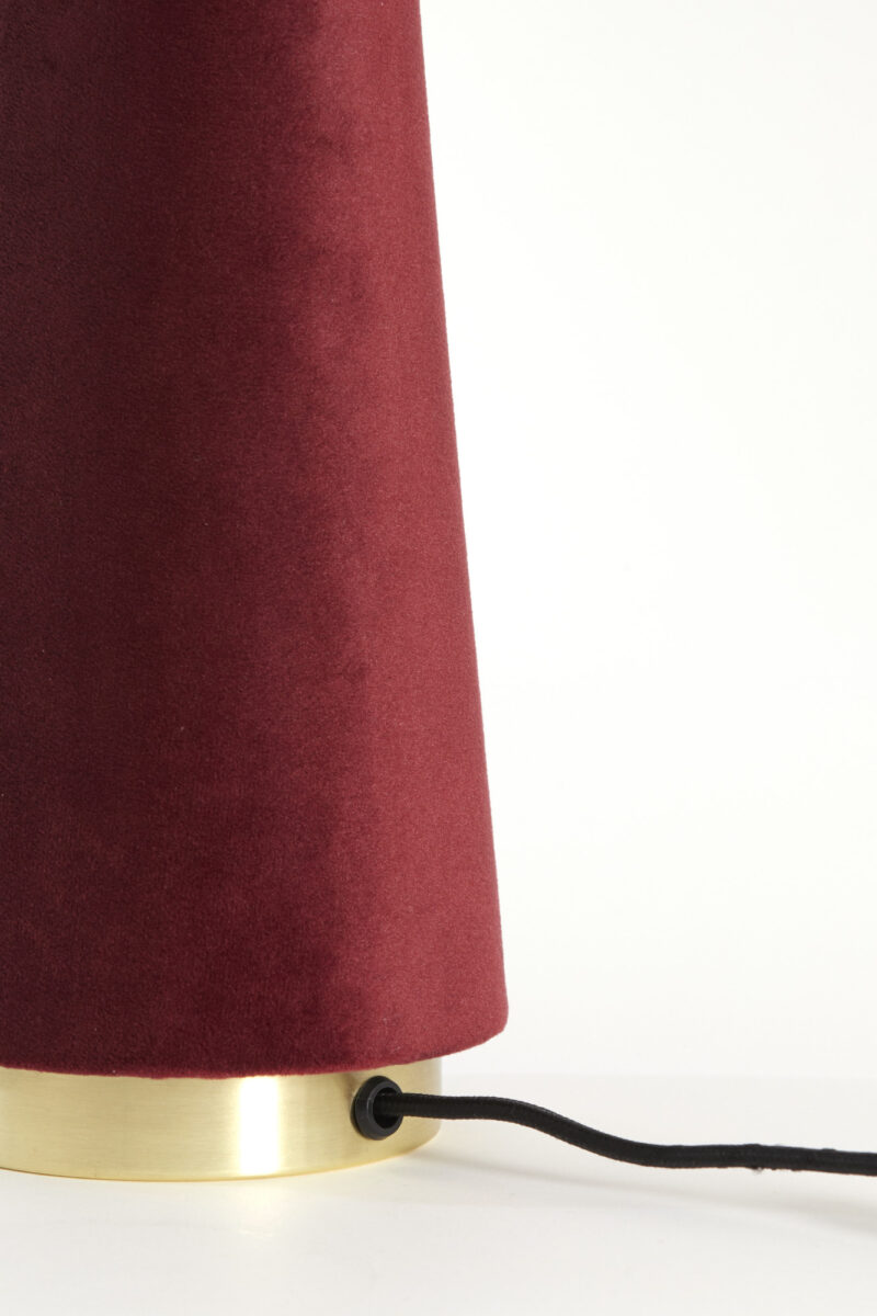 Lámpara de mesa roja de terciopelo estilo retro Light & Living Devia - H. 61 cm - Imagen 6