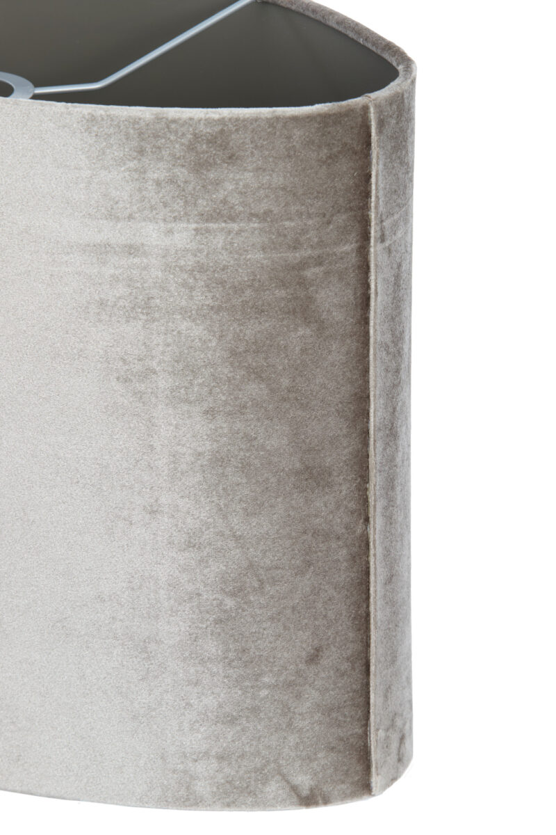 Pantalla de lámpara de terciopelo taupe en forma de cilindro Light & Living Palata - H. 25 cm - Imagen 7