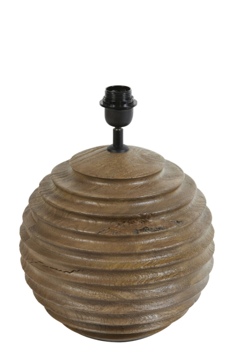 Base de lámpara de madera con patrón de estrías Light & Living Renzo - H. 38 cm - Imagen 3