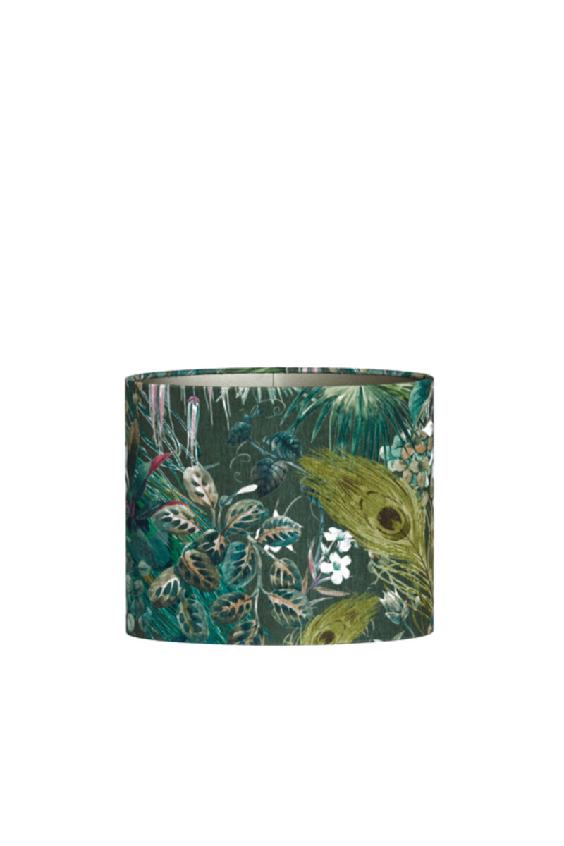 Pantalla verde con decoración de hojas Light & Living Xenia Flora - H. 25 cm - Imagen 2