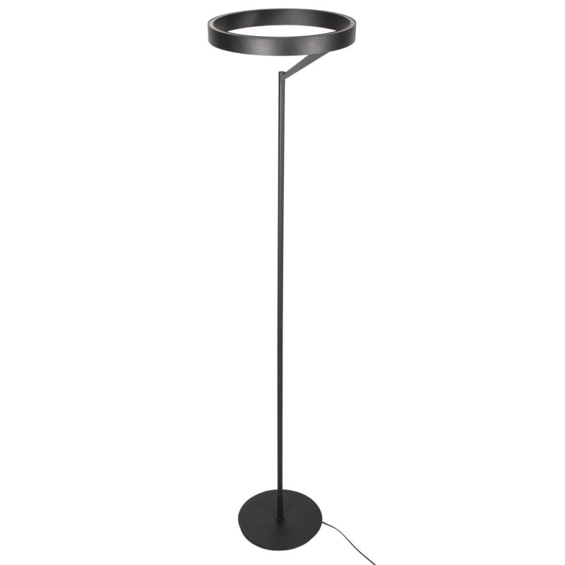 Lámpara de pie de diseño negra con anillo uplight Steinhauer Mykty - Imagen 8