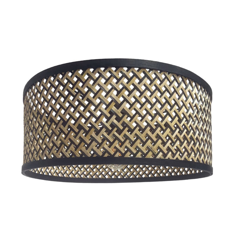 Lámpara de pie negra con pantalla de bambú Anne Lighting ZigZag - Imagen 5
