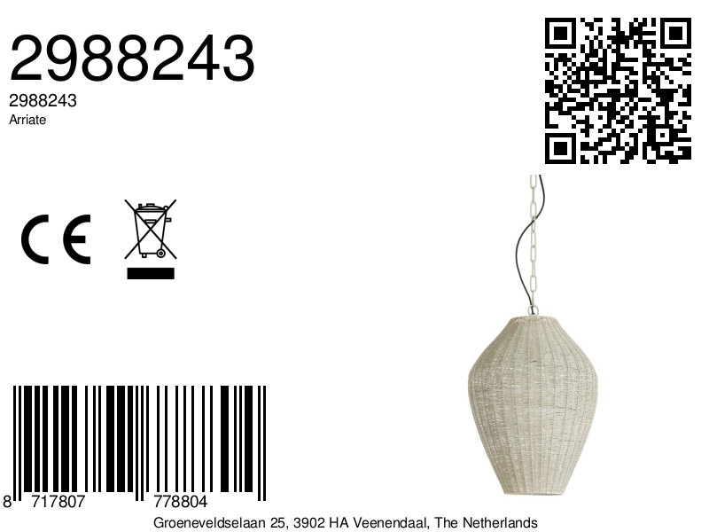 Lámpara colgante de mimbre blanco Light & Living Arriate - Imagen 6