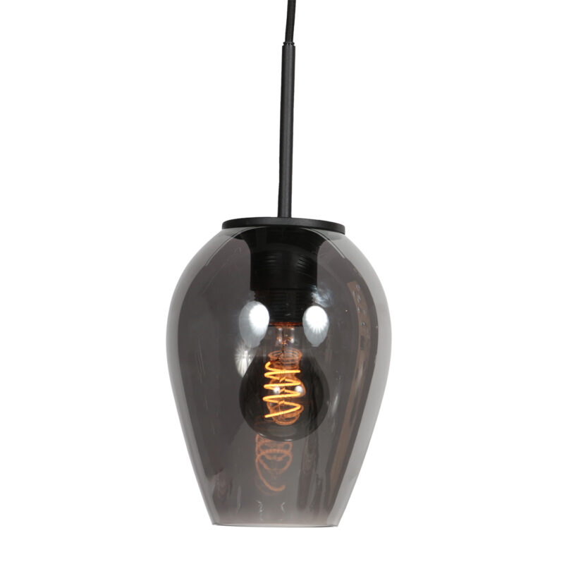 Lámpara colgante con pequeña pantalla de vidrio ahumado en forma de gota Mexlite HaloSwap - Ø 15 cm - Imagen 3