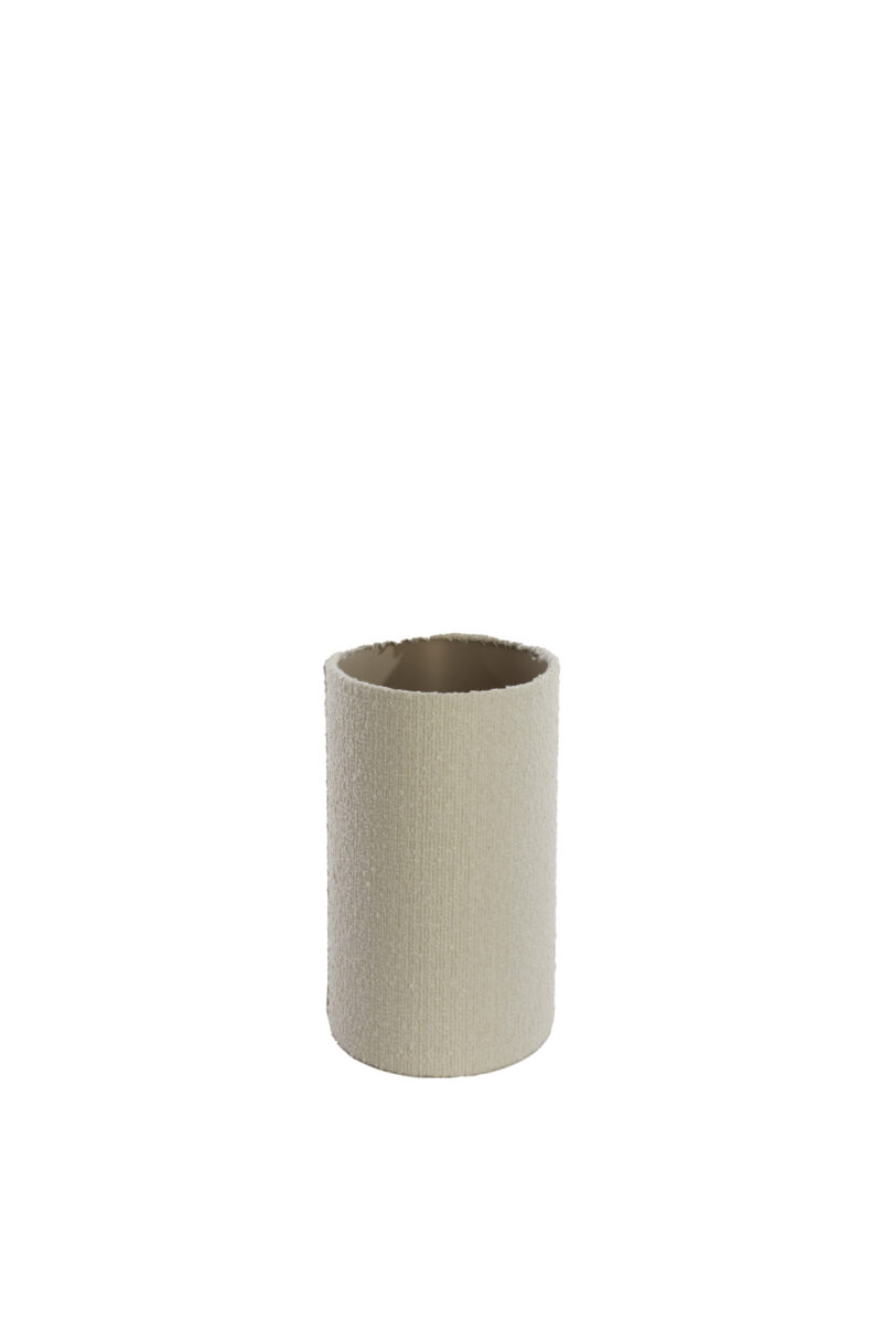 Pantalla de tela en forma cilíndrica de color beige Light & Living Bolero - H. 28 cm - Imagen 4