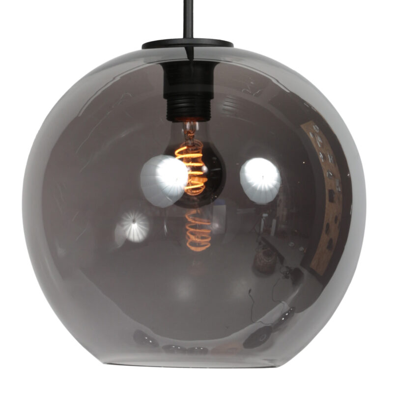 Lámpara colgante con bola negra de vidrio ahumado Mexlite HaloSwap - Ø 30 cm - Imagen 3