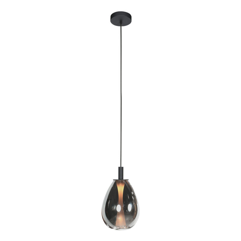 Lámpara colgante compacta negra con vidrio ahumado Steinhauer Glimsy - Ø 22 cm