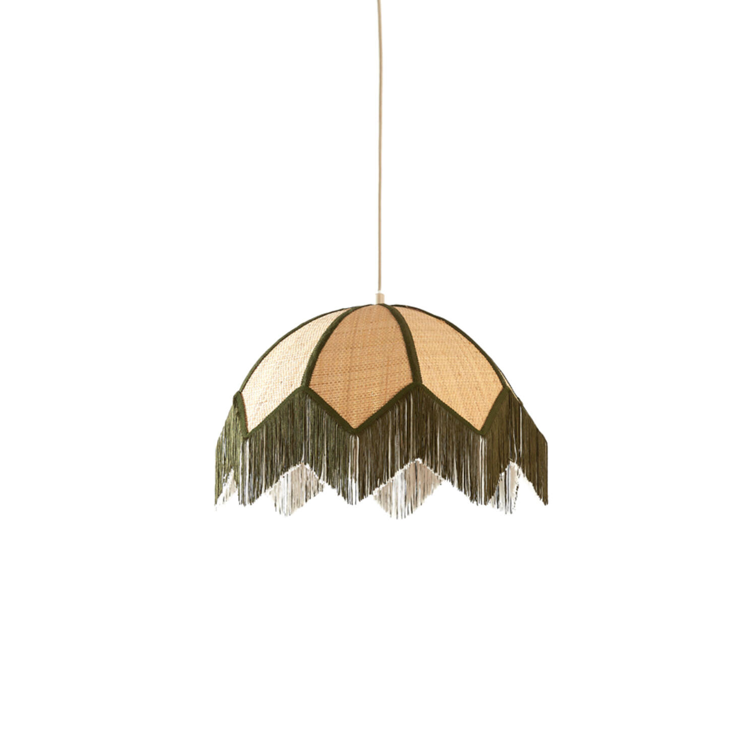 Lámpara colgante verde decorada con flecos elegantes Light & Living Sulina - Ø 45 cm