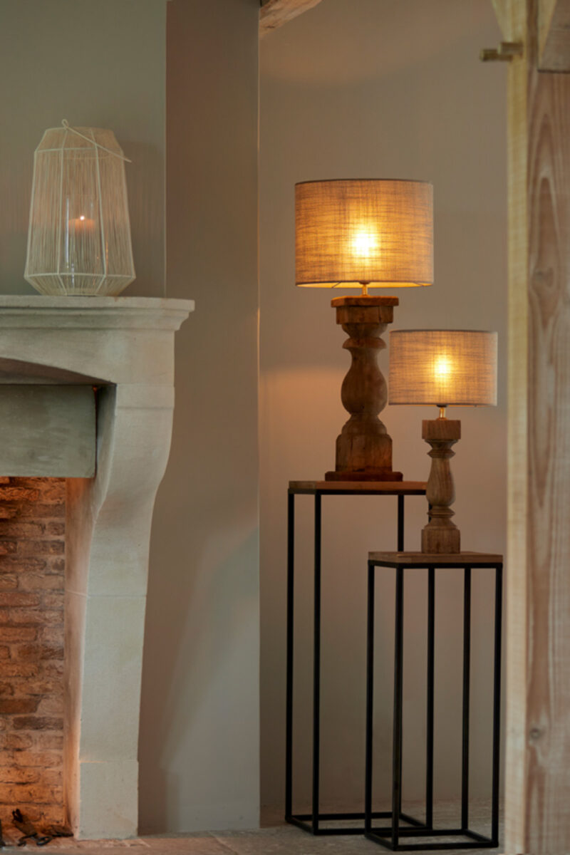 Pantalla de lámpara de tela cilíndrica beige Light & Living Caden - Ø 40 cm - Imagen 4