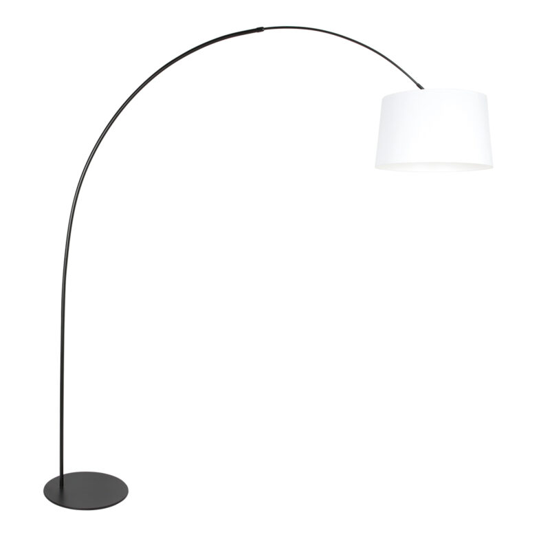 Lámpara de arco negra con pantalla blanca Anne Lighting Curve