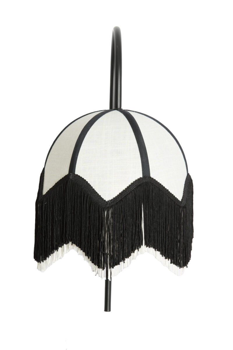 Pantalla con flecos en blanco y negro Light & Living Sulina – H. 47 cm - Imagen 3