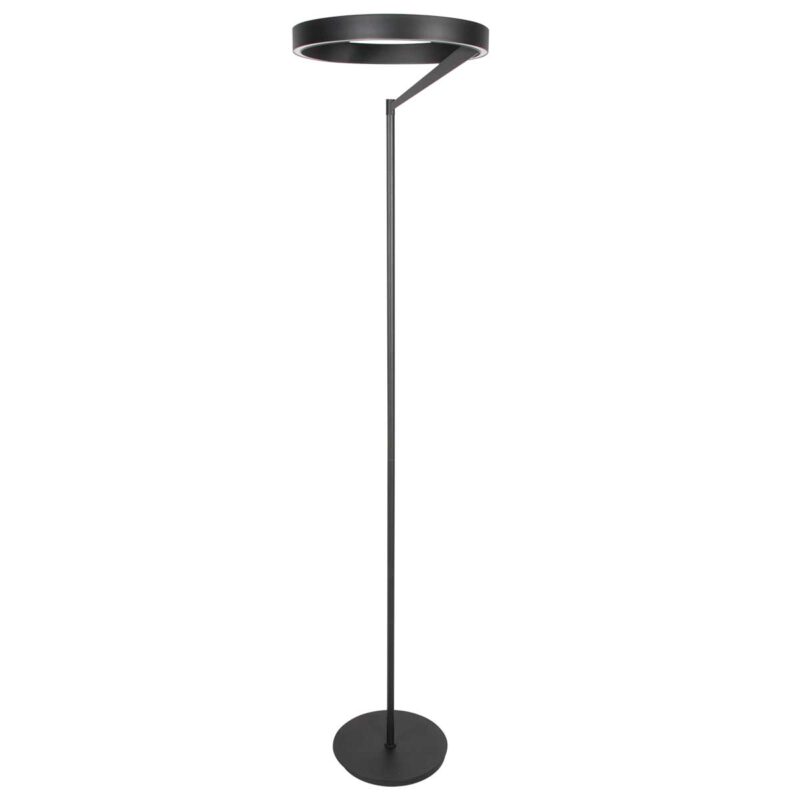Lámpara de pie de diseño negra con anillo uplight Steinhauer Mykty - Imagen 2