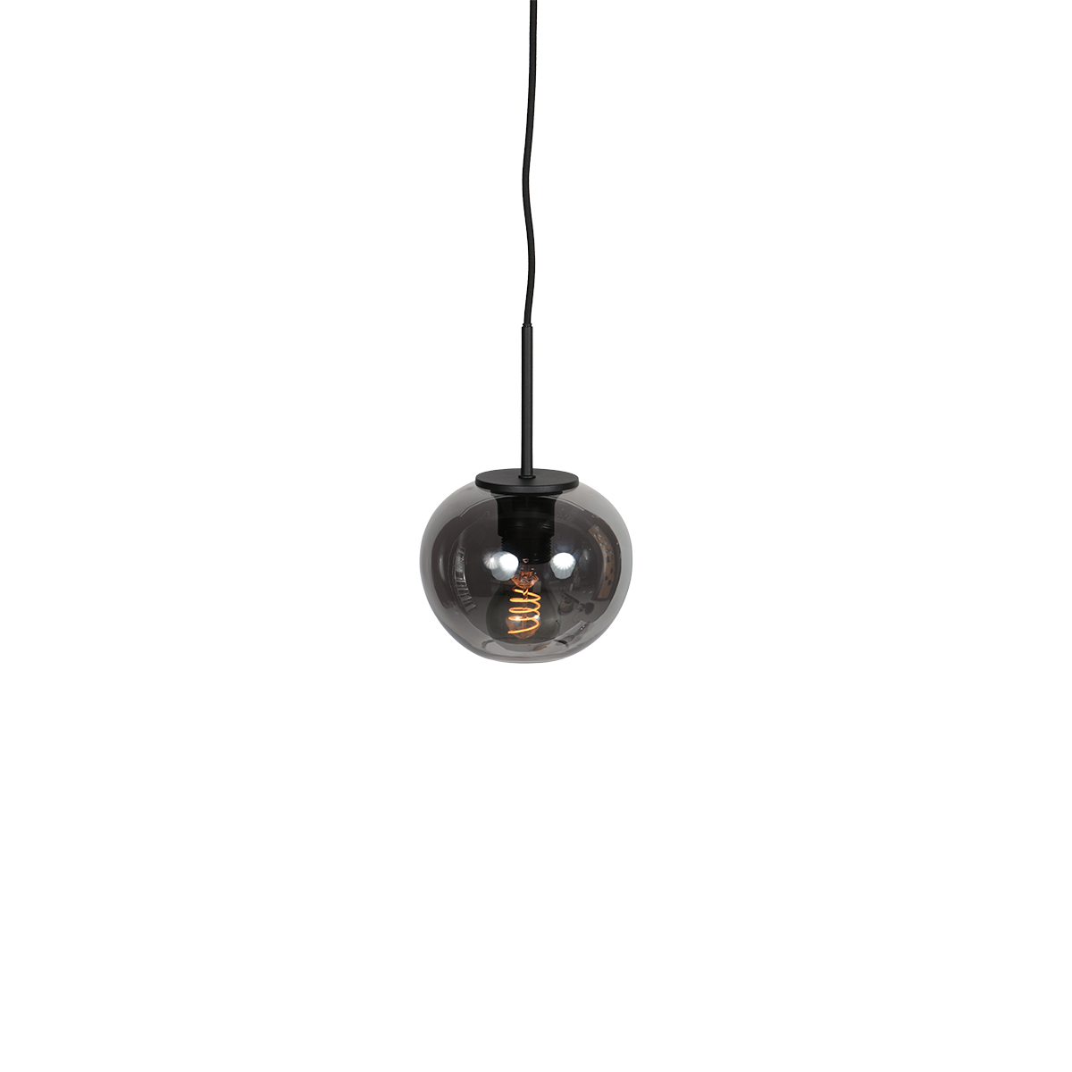 Lámpara colgante moderna negra de vidrio ahumado Mexlite HaloSwap - Ø 15 cm