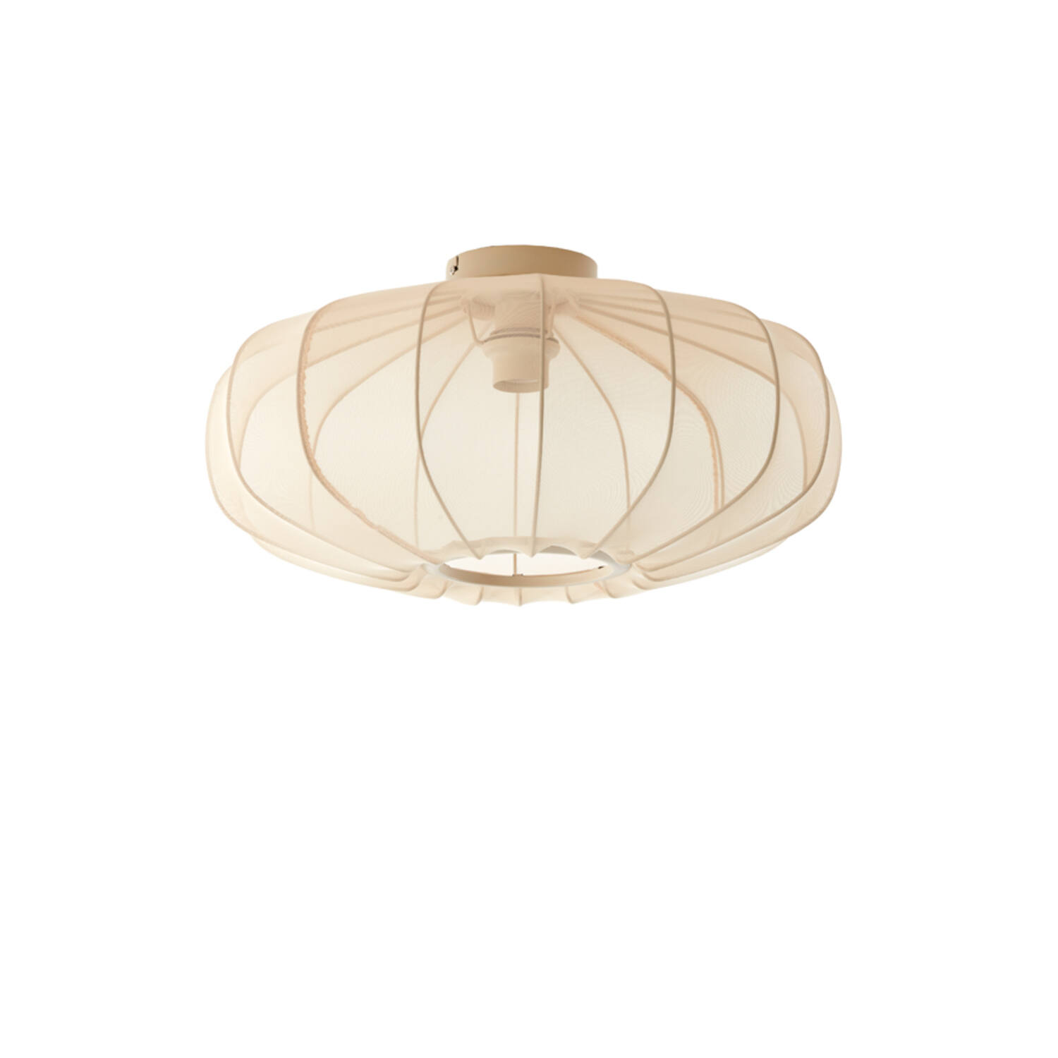 Lámpara de techo redonda de algodón beige Light & Living Plumalia – An. 50 cm