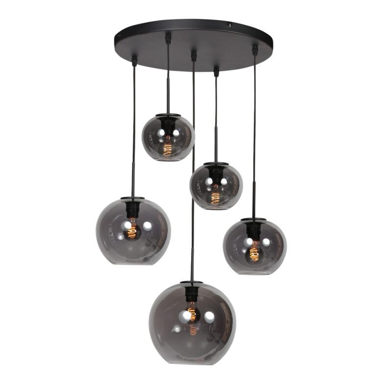 Lámpara colgante negra con esferas de vidrio ahumado Mexlite HaloSwap - Imagen 8