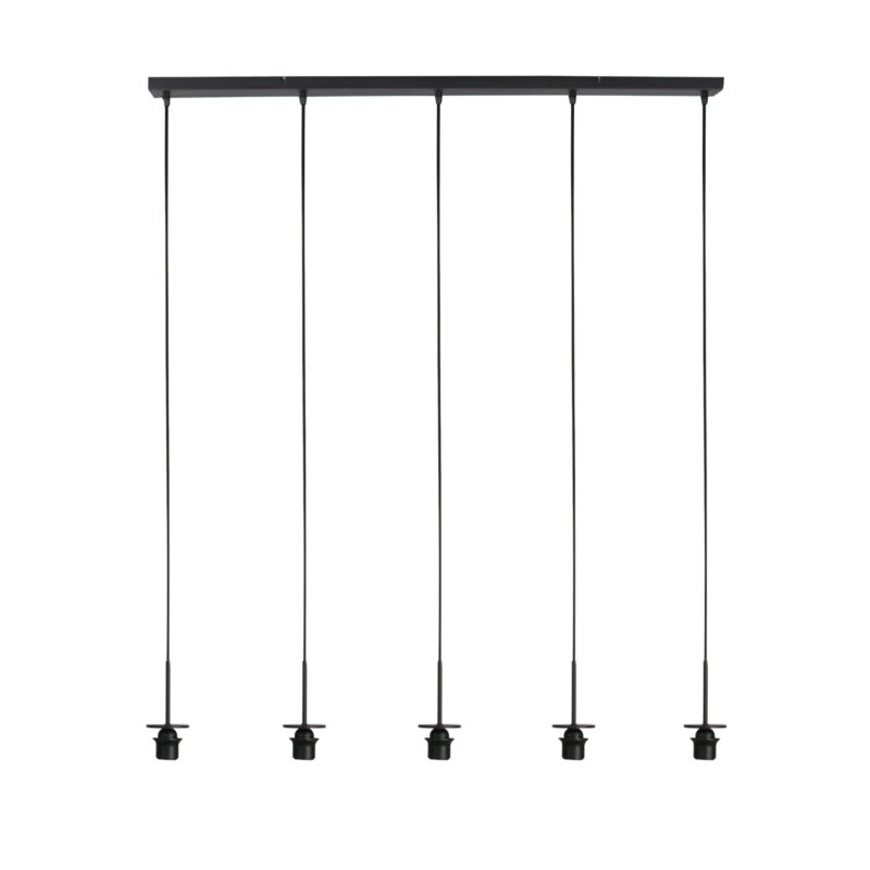 Lámpara colgante alargada negra con 5 cables ajustables Mexlite HaloSwap