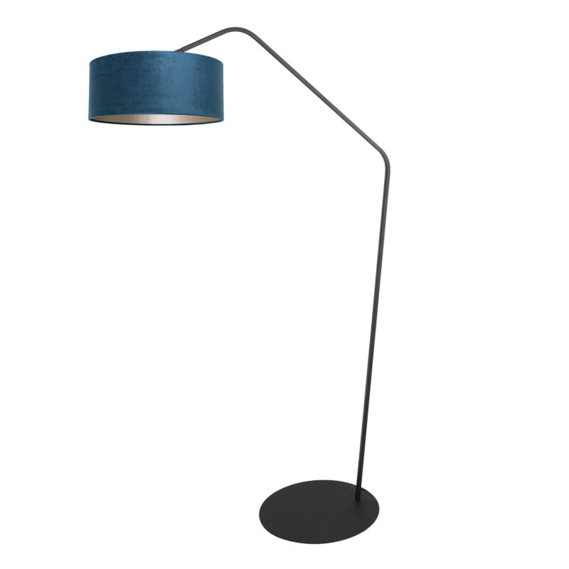 Lámpara negra con pantalla de terciopelo azul Anne Lighting ZigZag - Imagen 2