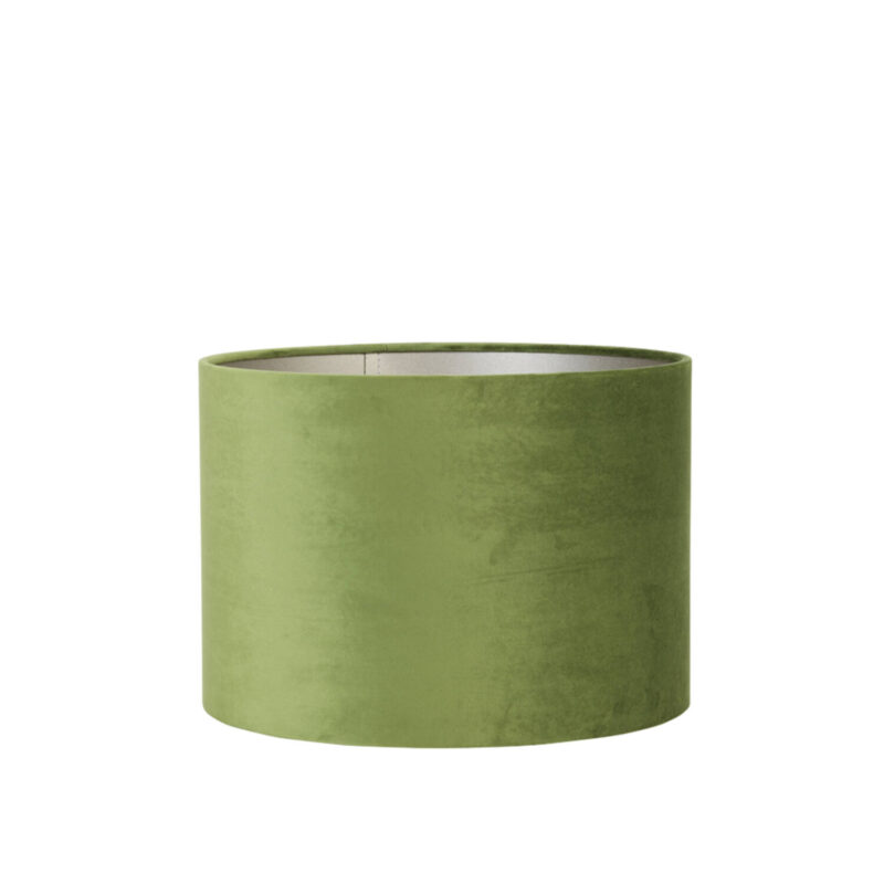 Pantalla de tela verde en forma de cilindro Light & Living Velours - Ø 25 cm