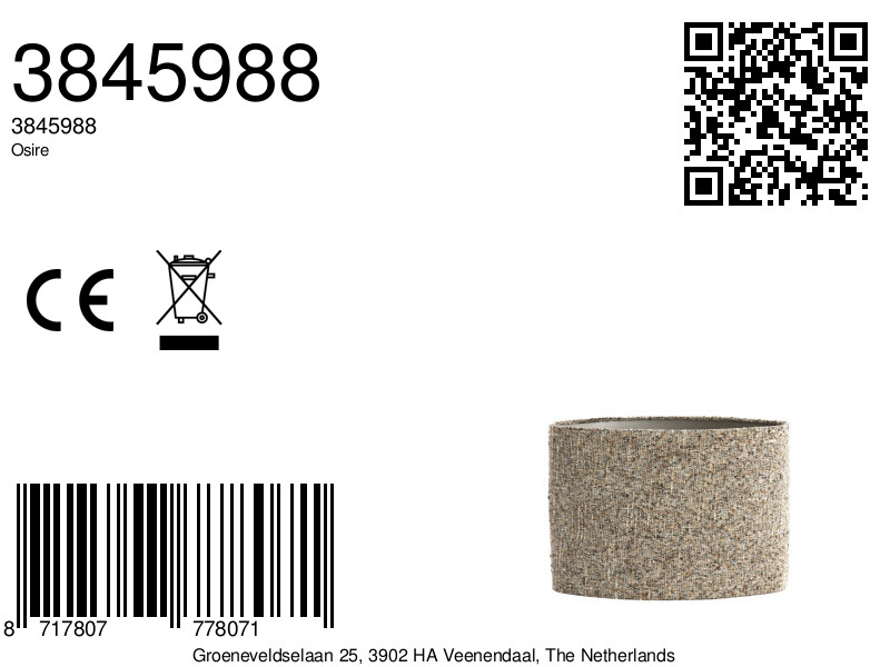 Pantalla de lámpara cilíndrica tapizada en beige Light & Living Osire - Imagen 8