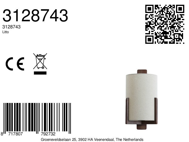 Pantalla de tela con detalle de madera Light & Living Litto - Imagen 7