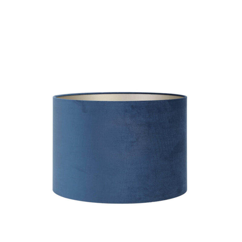Pantalla de lámpara de terciopelo azul en forma cilíndrica Light & Living Velours - Ø 20 cm