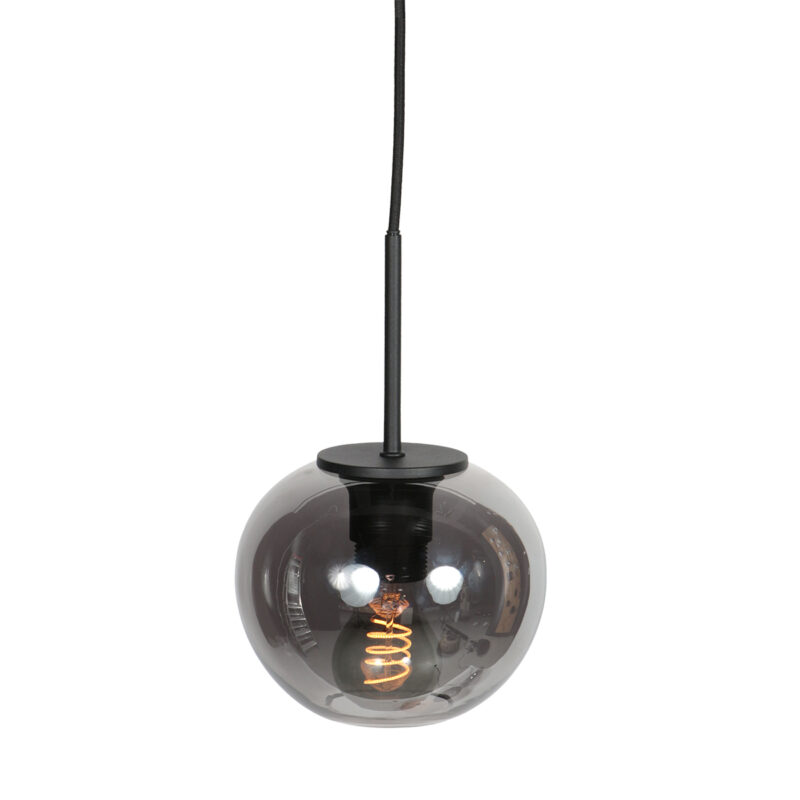 Lámpara colgante moderna negra de vidrio ahumado Mexlite HaloSwap - Ø 15 cm - Imagen 7