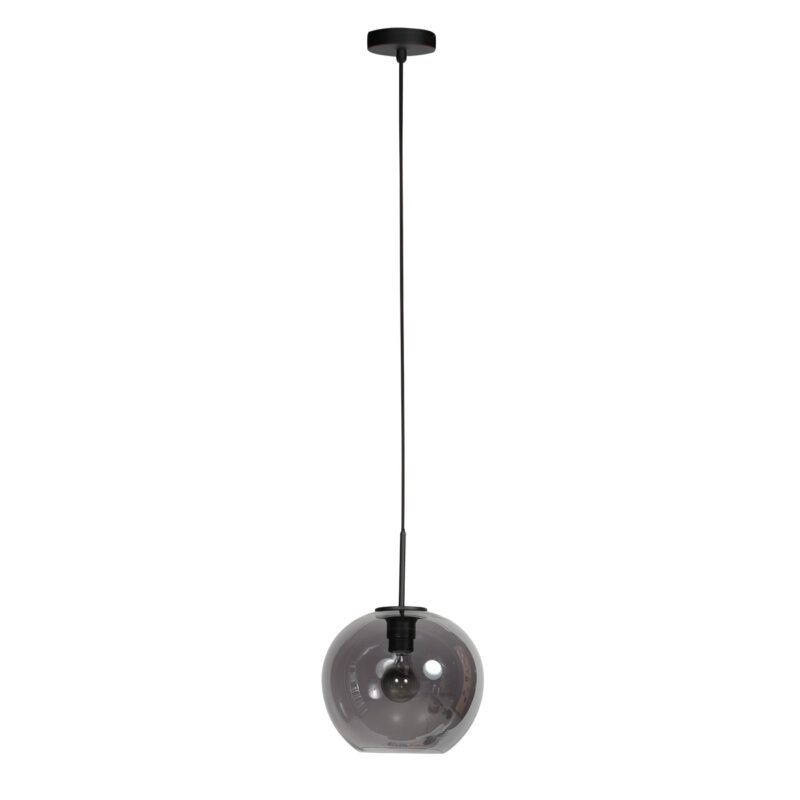 Lámpara colgante negra con esfera suspendida de vidrio ahumado Mexlite HaloSwap - Ø 25 cm - Imagen 2