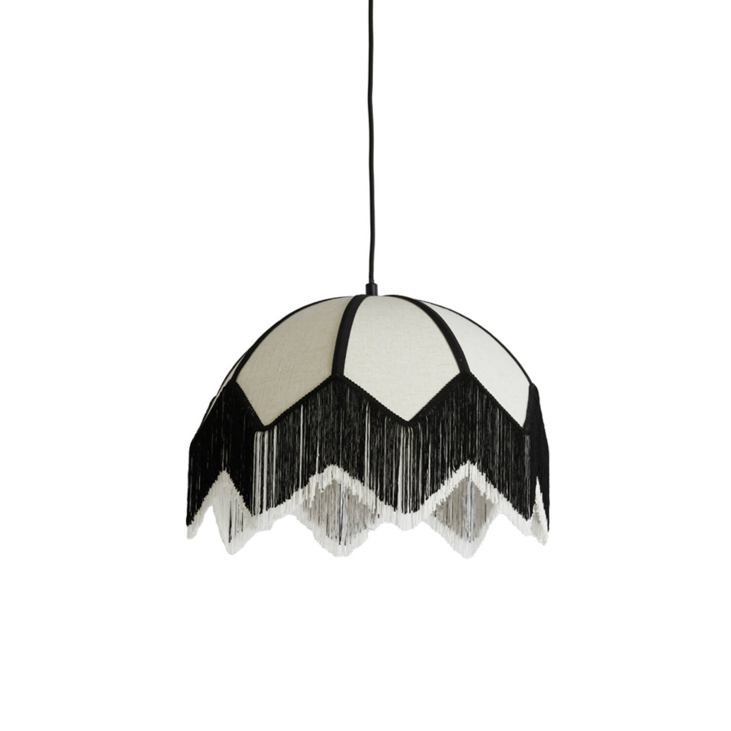Lámpara negra colgante con flecos para un toque bohemio Light & Living Sulina - Ø 45 cm