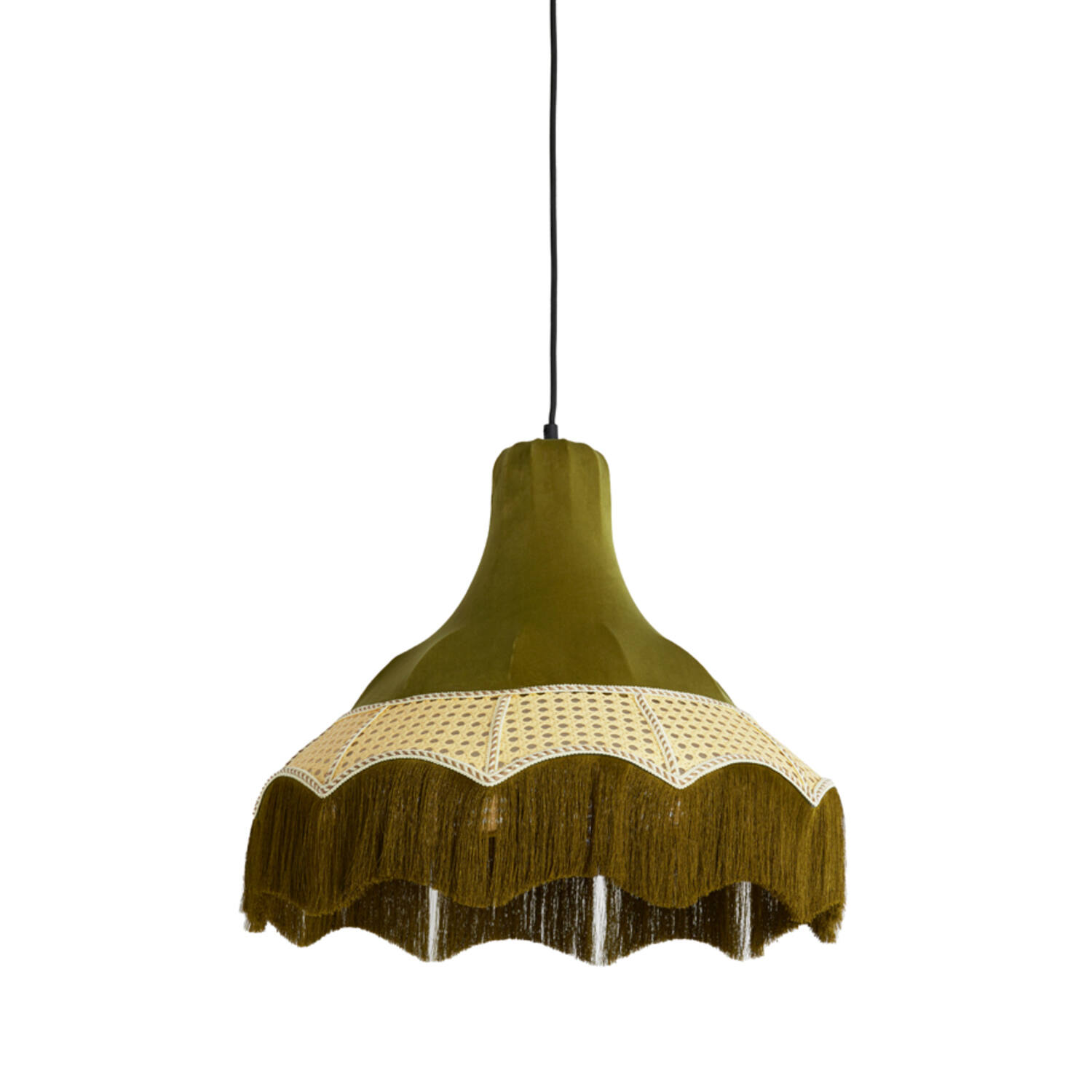 Lámpara colgante verde con flecos decorativos Light & Living Mizia - Ø 50 cm