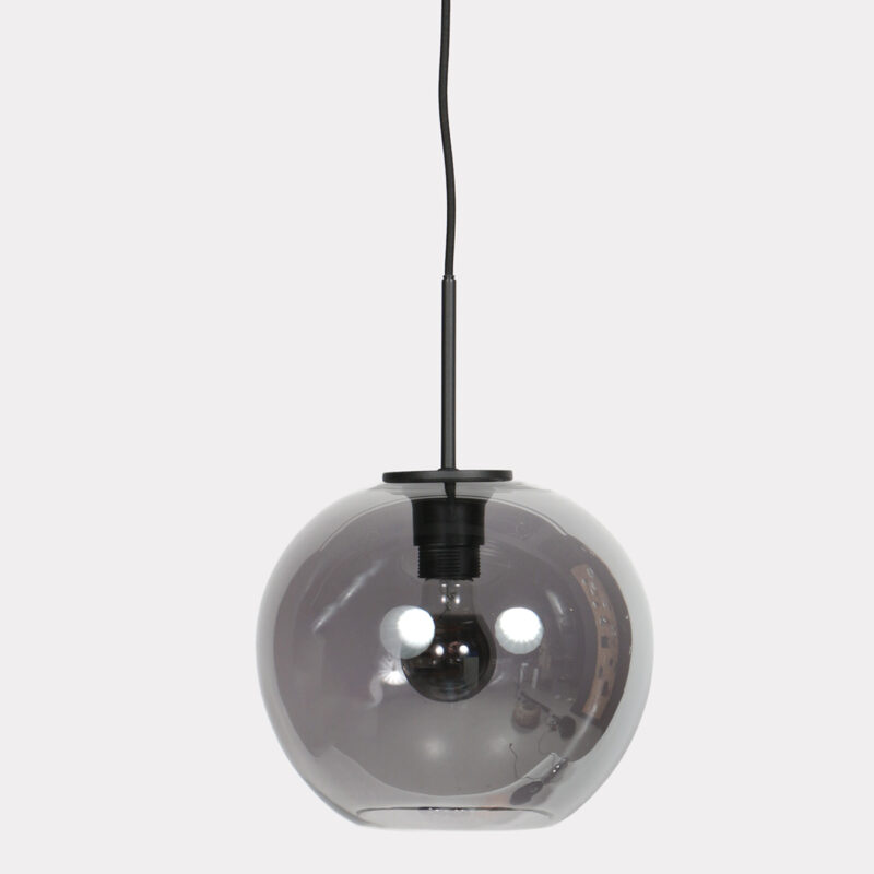 Lámpara colgante negra con esfera suspendida de vidrio ahumado Mexlite HaloSwap - Ø 25 cm - Imagen 7