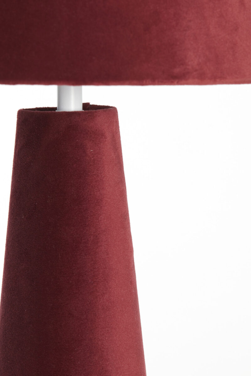 Lámpara de mesa roja de terciopelo estilo retro Light & Living Devia - H. 61 cm - Imagen 5