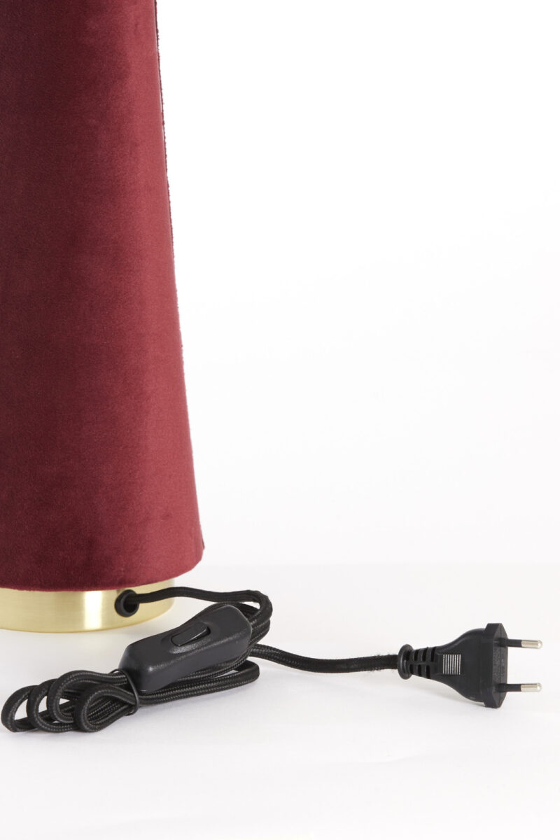Lámpara de mesa roja de terciopelo estilo retro Light & Living Devia - H. 61 cm - Imagen 7