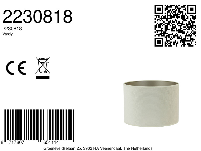 Pantalla de lámpara cilíndrica color crema Light & Living Vandy - Imagen 2