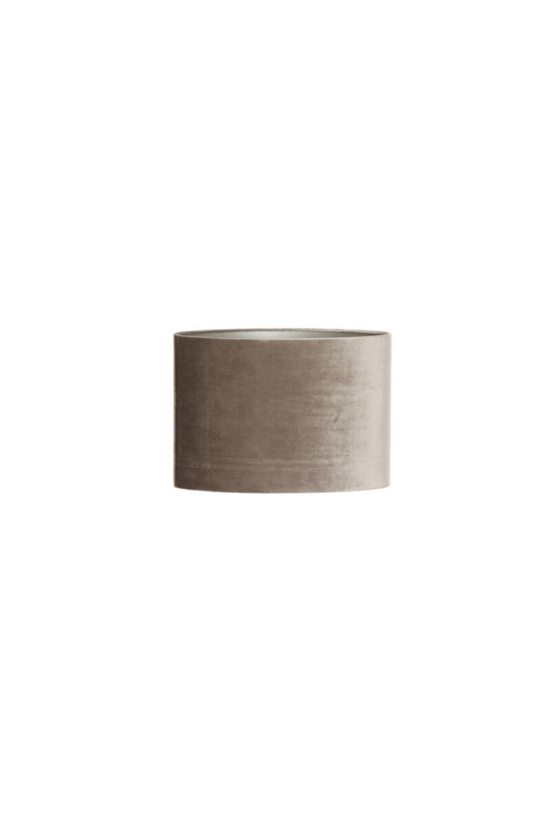 Pantalla de lámpara de terciopelo taupe en forma de cilindro Light & Living Palata - H. 25 cm - Imagen 2