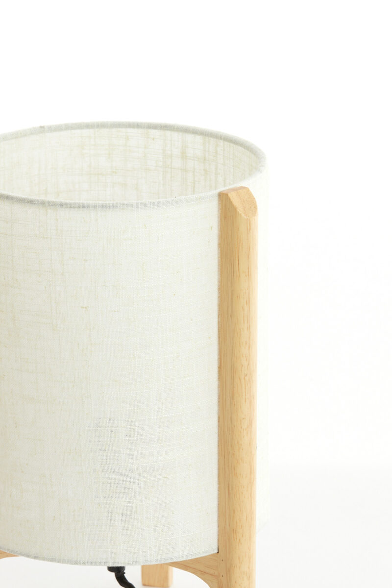 Lámpara de mesa redonda color crema con base de madera Light & Living Litto – H. 33 cm - Imagen 4
