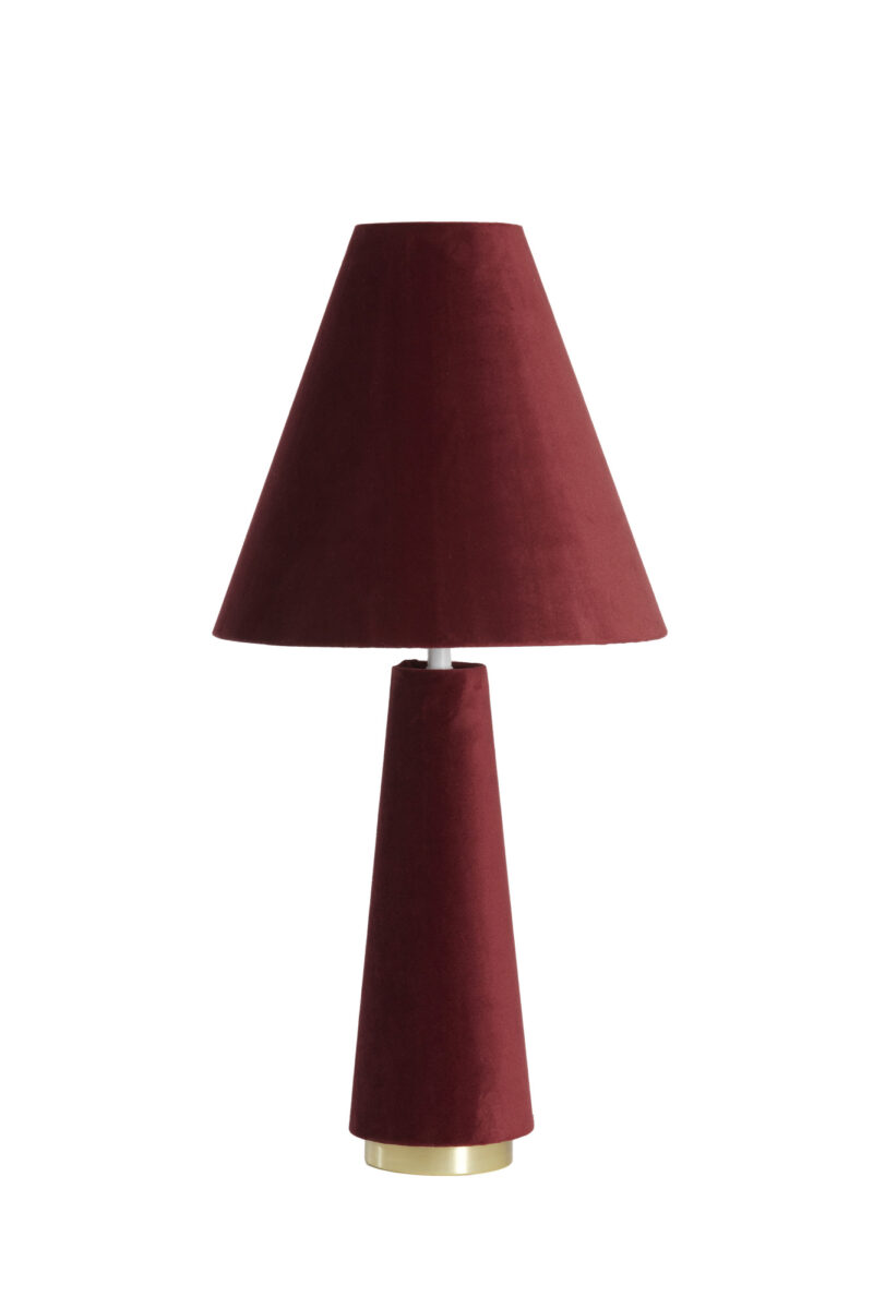 Lámpara de mesa roja de terciopelo estilo retro Light & Living Devia - H. 61 cm - Imagen 2